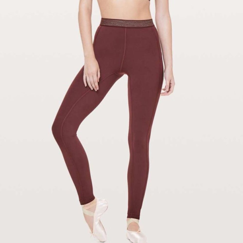 LULULEMON | Principal Dancer Golden Lining Tights Leggings Maroon Women’s Size 8